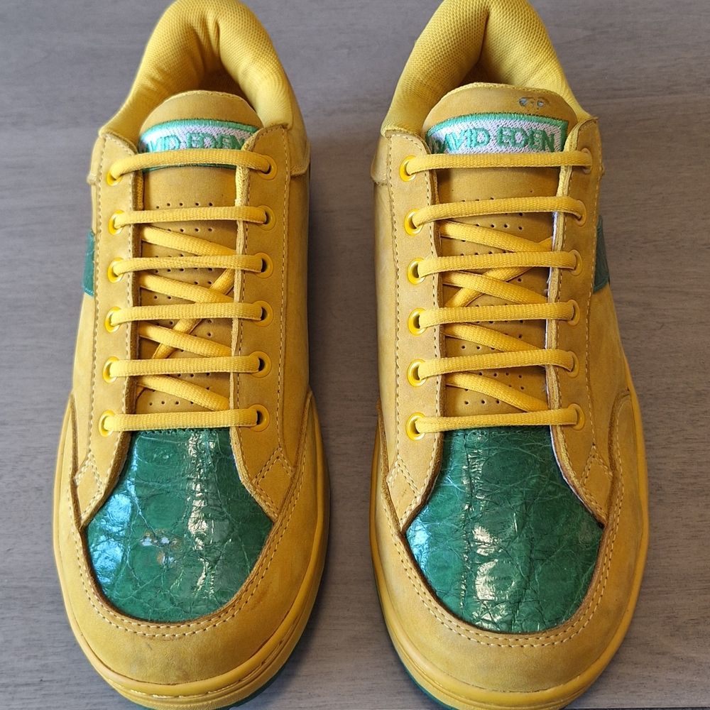 David Eden Green And Yellow With Crocodile Skin
